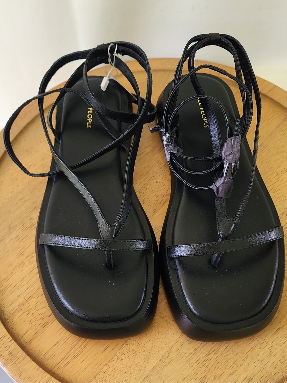 Free People Winnie Wrap Black Lace Up Sandals - Picture 4 of 10